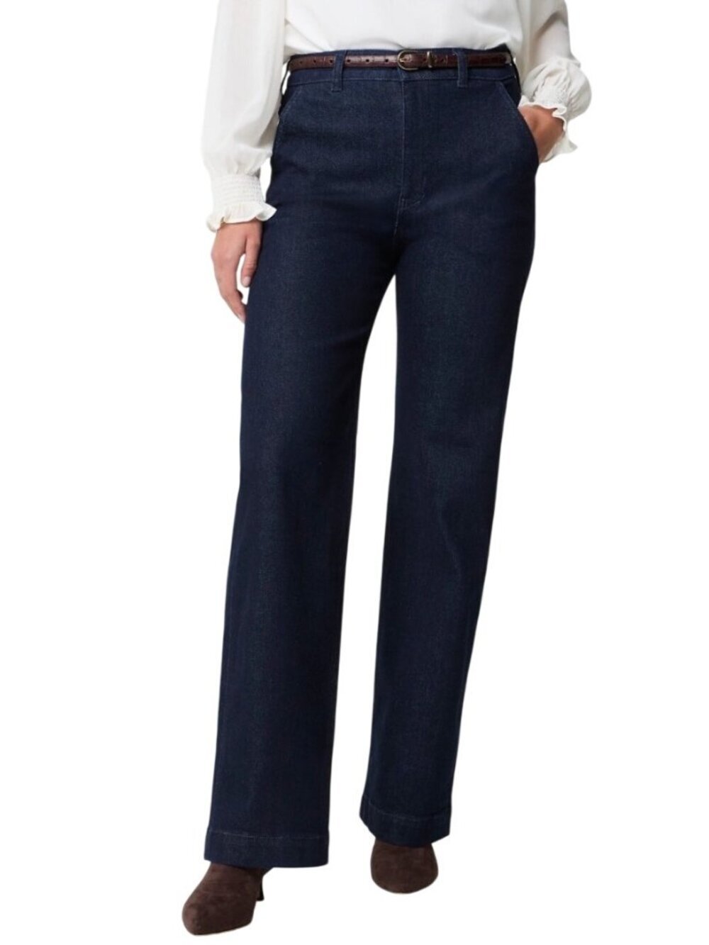 J. Crew High-Rise Wide-Leg Trouser Jeans In Dark Wash Denim Size 29